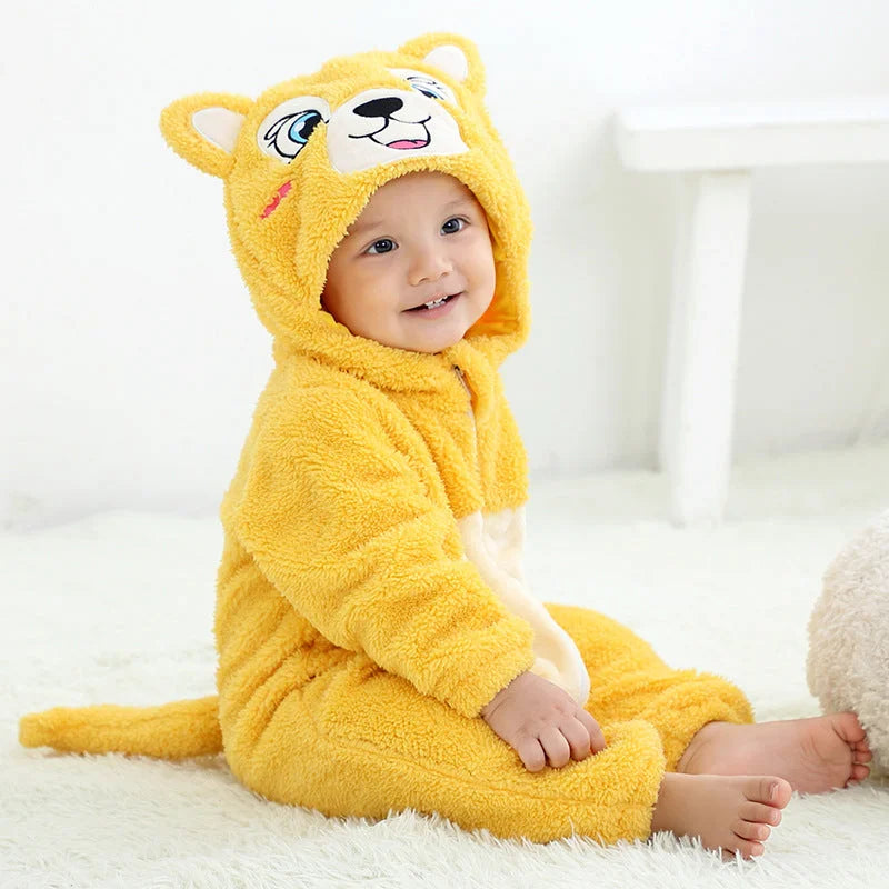 Mimi 2022 New Children's Flannel Romper Baby Clothes Autumn And Winter Double-layer Children's Animal Romper Cute - globaltradeleader