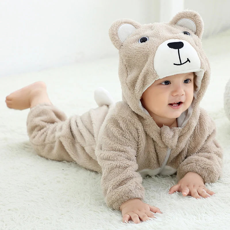 Mimi 2022 New Children's Flannel Romper Baby Clothes Autumn And Winter Double-layer Children's Animal Romper Cute - globaltradeleader