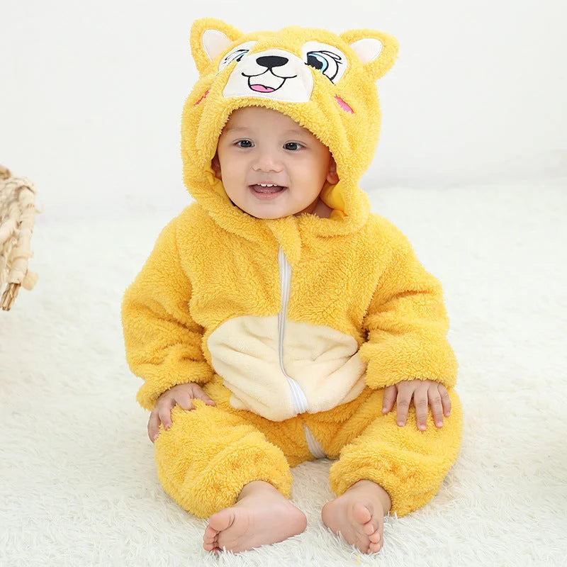 Mimi 2022 New Children's Flannel Romper Baby Clothes Autumn And Winter Double-layer Children's Animal Romper Cute - globaltradeleader