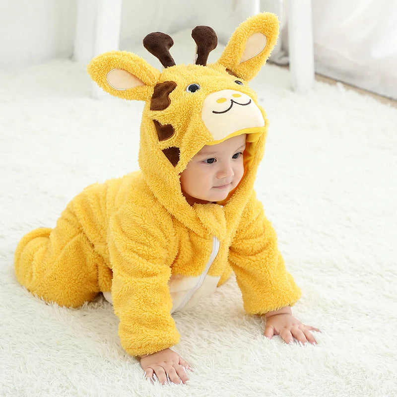 Mimi 2022 New Children's Flannel Romper Baby Clothes Autumn And Winter Double-layer Children's Animal Romper Cute - globaltradeleader