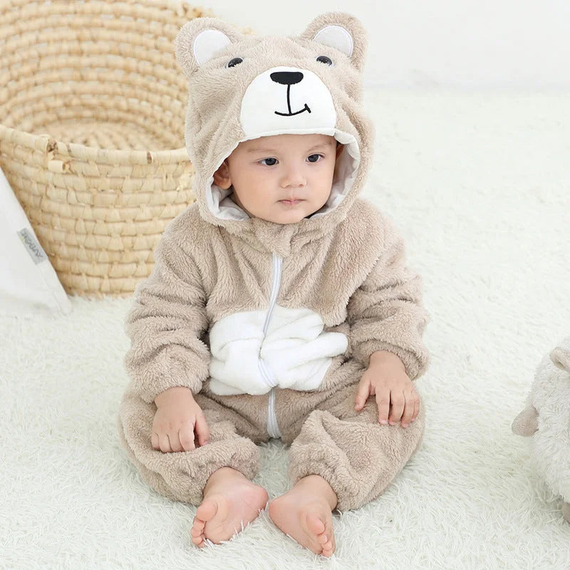 Mimi 2022 New Children's Flannel Romper Baby Clothes Autumn And Winter Double-layer Children's Animal Romper Cute - globaltradeleader