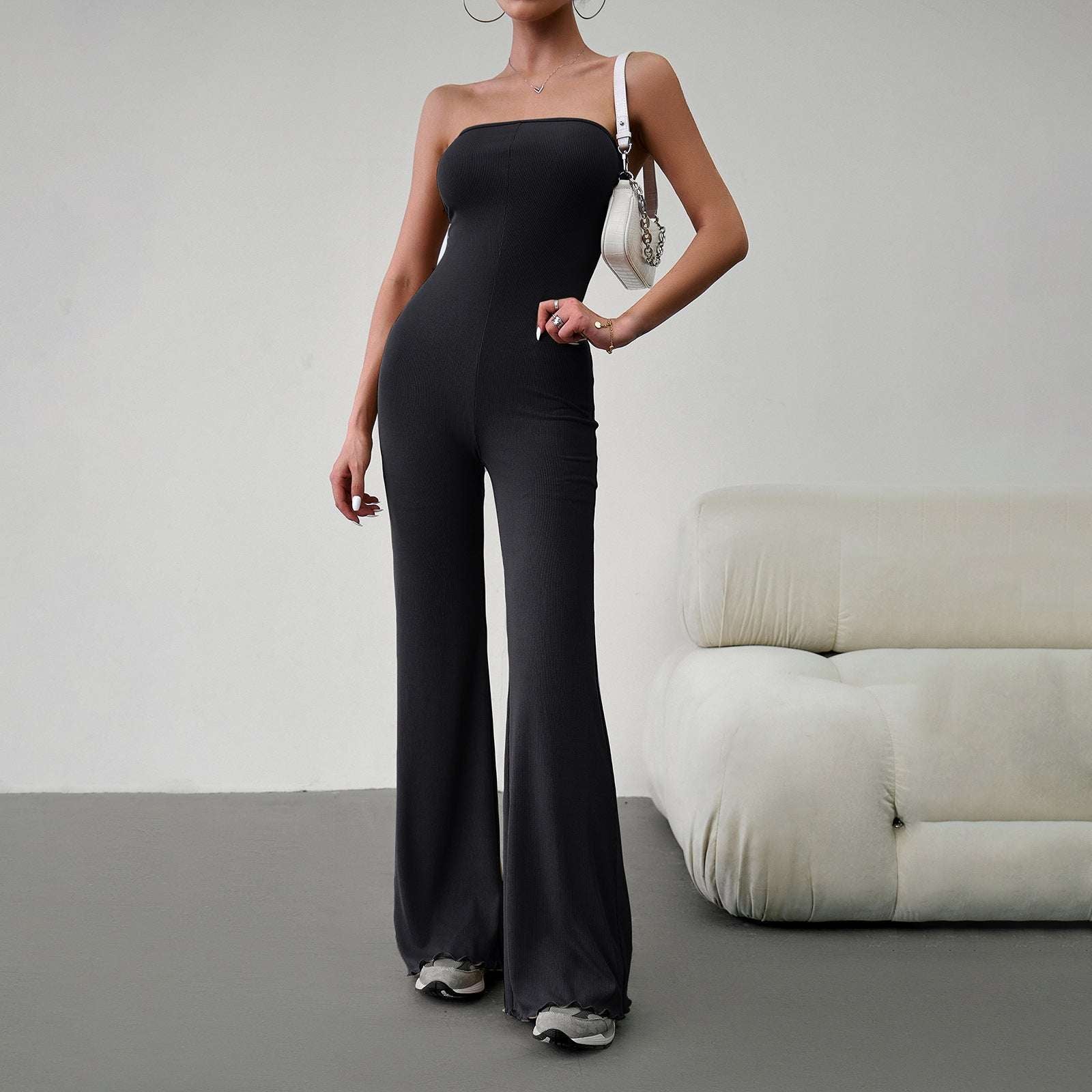 Diyun Designs European And American Women's Clothing Autumn And Winter Elegant Temperament Slim Sexy Tube Top Jumpsuit