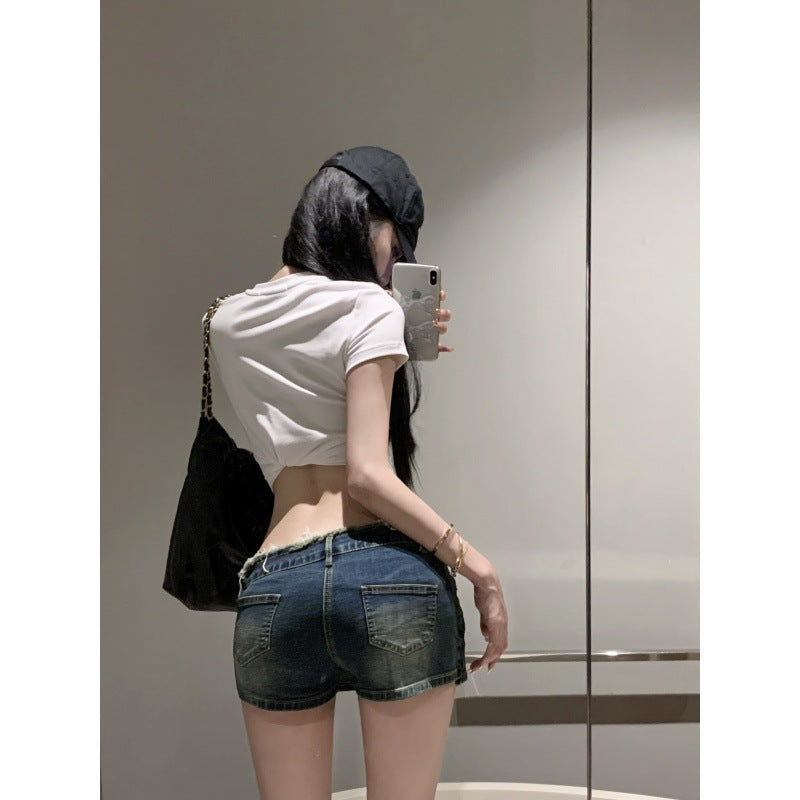 Retro Denim Short Culotte Low Waist Slimming Sheath - globaltradeleader