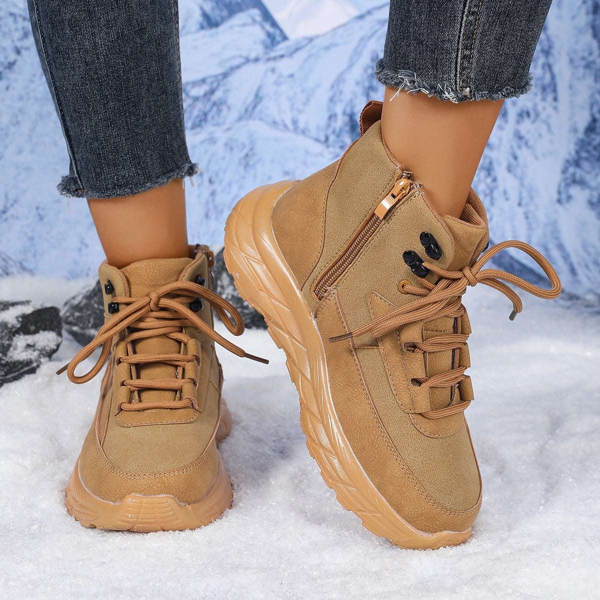 Thick-soled Fleece Lined Padded Warm Keeping Hiking Shoes Cotton-padded Shoes - globaltradeleader