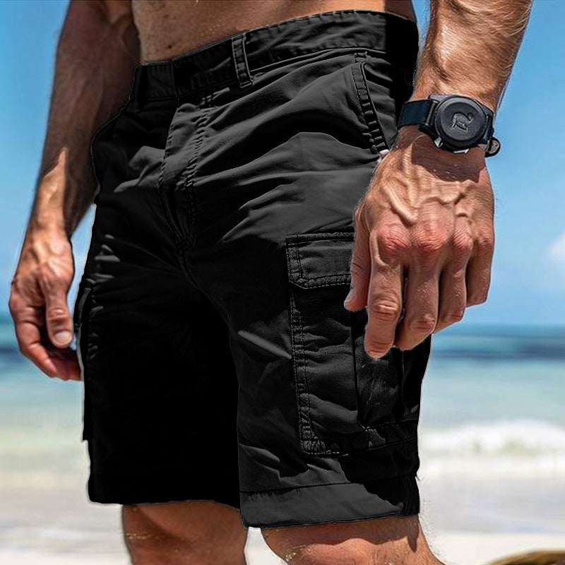 Men's Cargo Shorts Summer Multi-Pocket Button Zipper Pants With Pockers Fashion Beach Pants - globaltradeleader