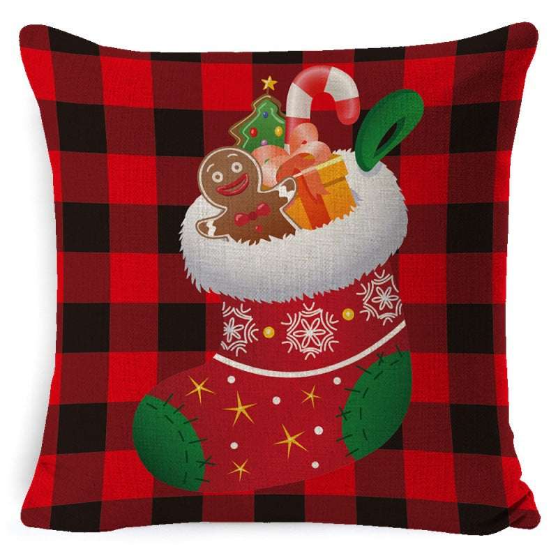 Christmas Linen Printing Decoration Pillowcase