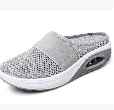 Lazy Slip On Baotou Mesh Thick Bottom Slippers Women European And American Slope Heel Slippers Women