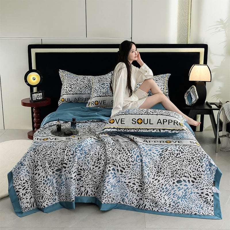 Printed Washed Tencel Summer Cooling Duvet Four-piece Set - globaltradeleader