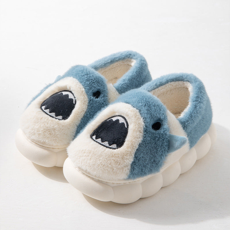 Foreign Trade Shark Slippers Men&#039;s Winter Cute Cartoon Indoor Home Couple Bag Heels Cotton Slippers