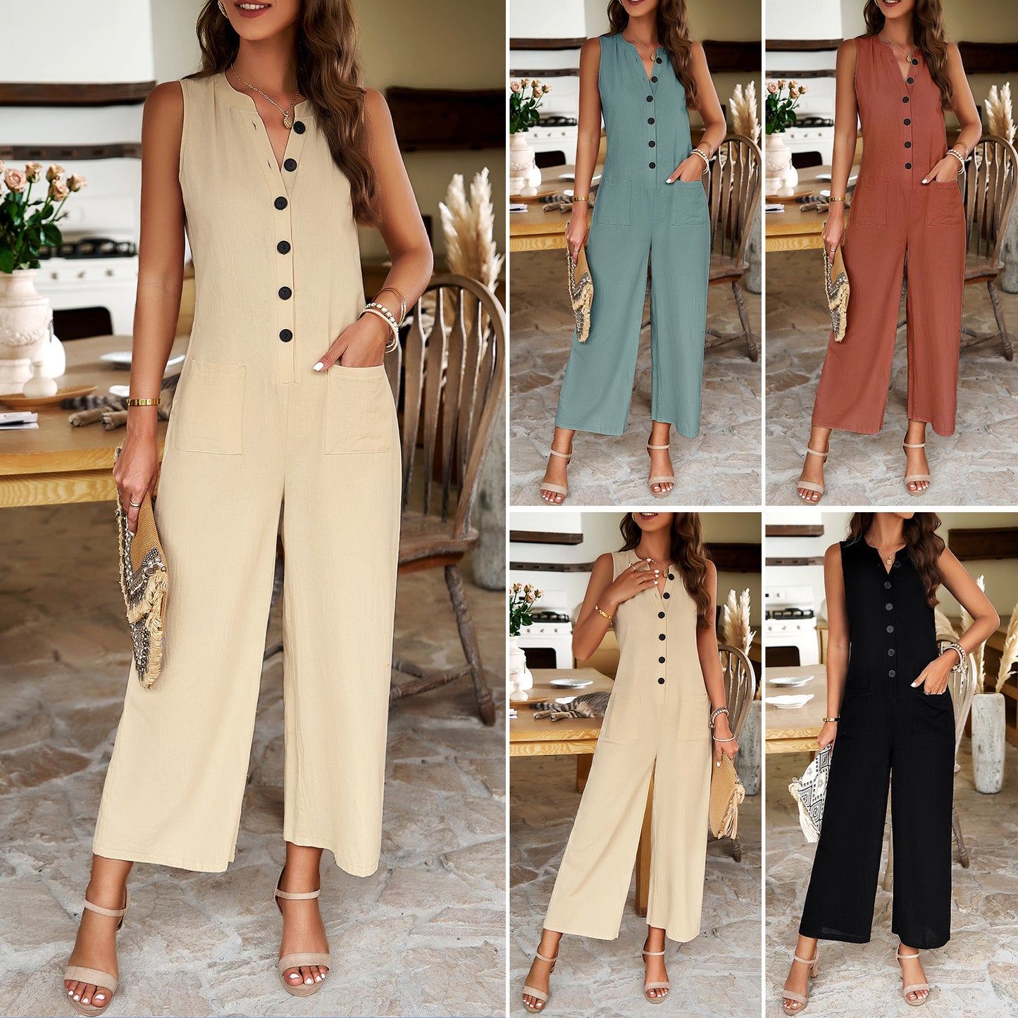 Elegant And Pure Color Jumpsuit With Feminine Temperament - globaltradeleader