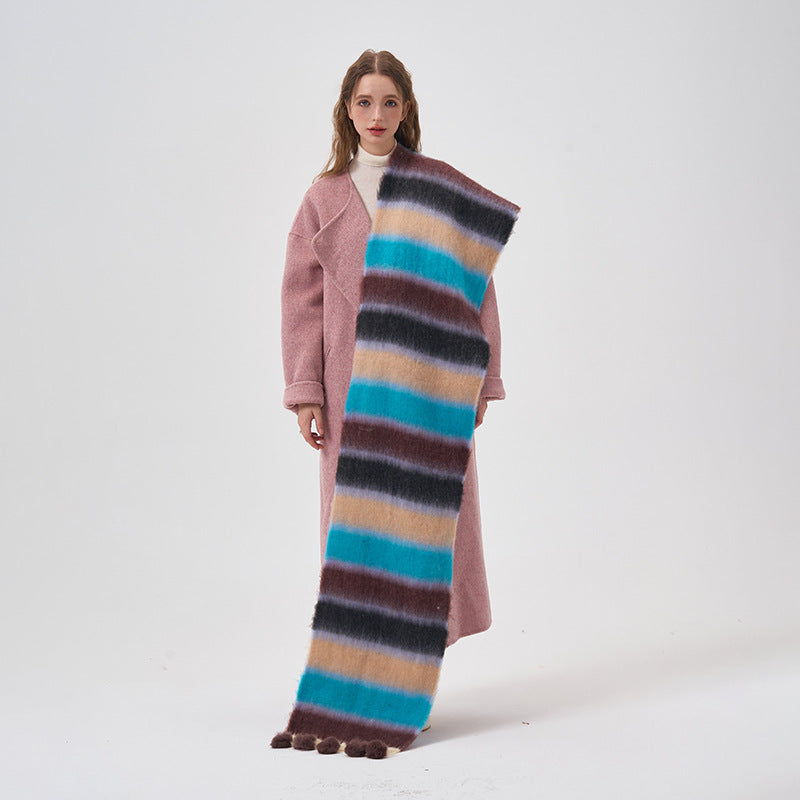 Dopamine Color Striped Shawl Winter