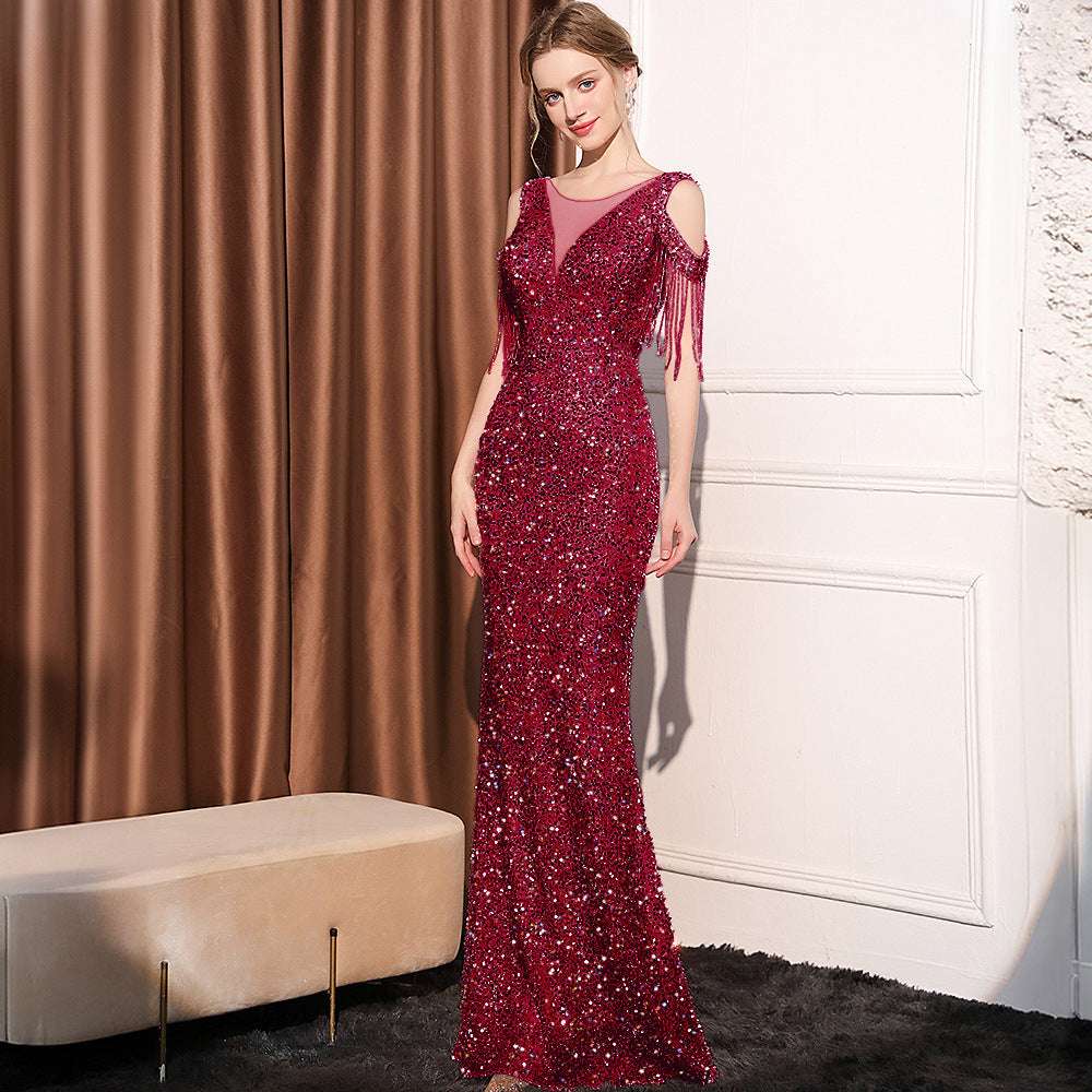 Sequin Long Slim Slimming Fishtail Dress - globaltradeleader