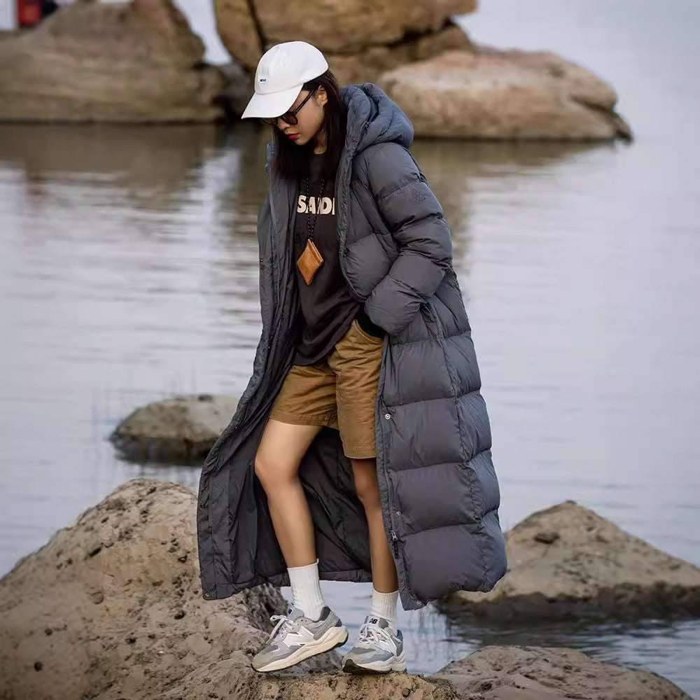 Thickened Extra Long Down Jacket Women's Over-the-knee Long Warm Jacket - globaltradeleader