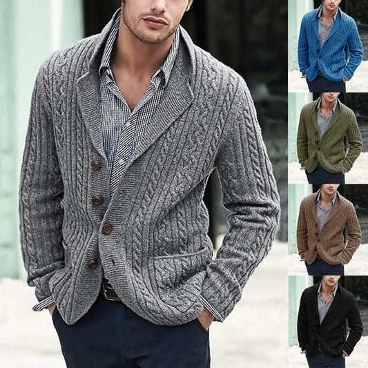 Men's Casual Long Sleeve Lapel Pocket Sweater - globaltradeleader