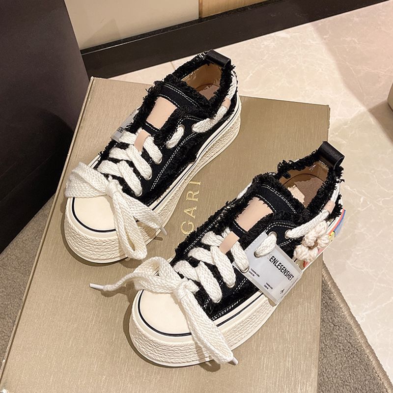 Small Fragrant Style Thick-soled Beggar Canvas Shoes Women