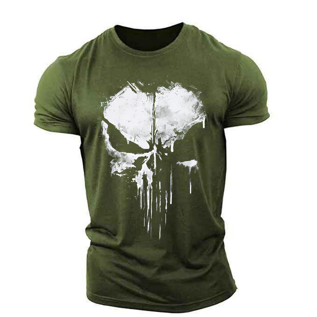 Men's Round Neck Short-sleeved T-shirt American Drama The Punisher Skull Skull Print Men's 3D Fashion Personality Trend