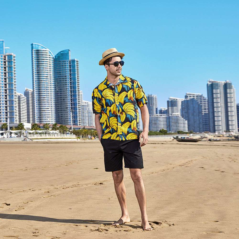 Hawaiian Style Seaside Floral Beach Summer Thin Section Trend Loose Casual Vacation Shirt Floral Shirt Men's Short-sleeved