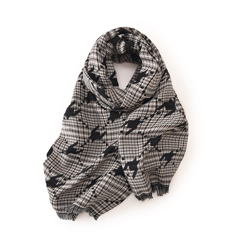 Women's Fashion Printed Houndstooth Warm Scarf