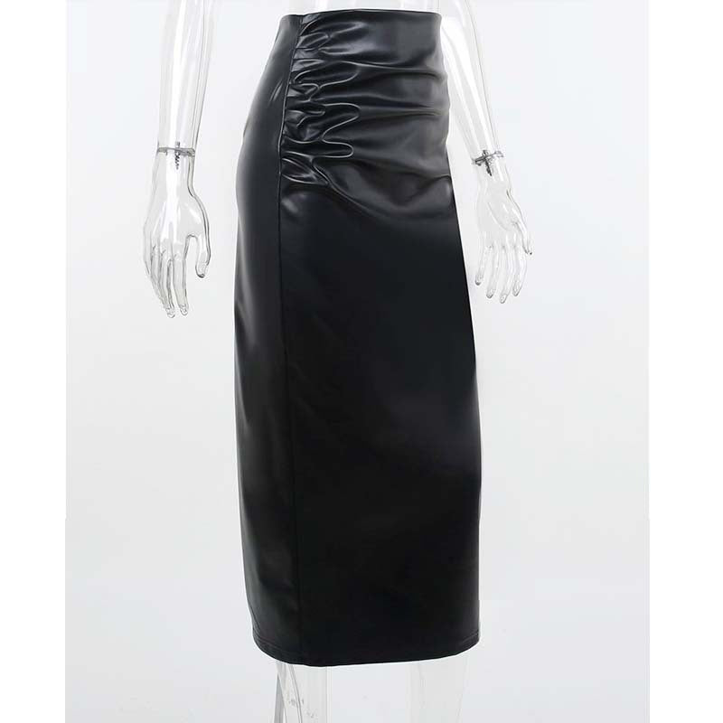 Sexy Leather Skirt  High-waist Tight Bag Hip Skirt High-end Women's Clothing