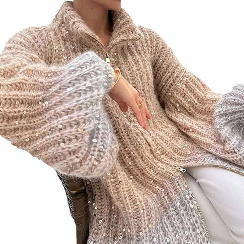 Women's Clothing Small Fragrance Fashion Bead Design Sweater Coat