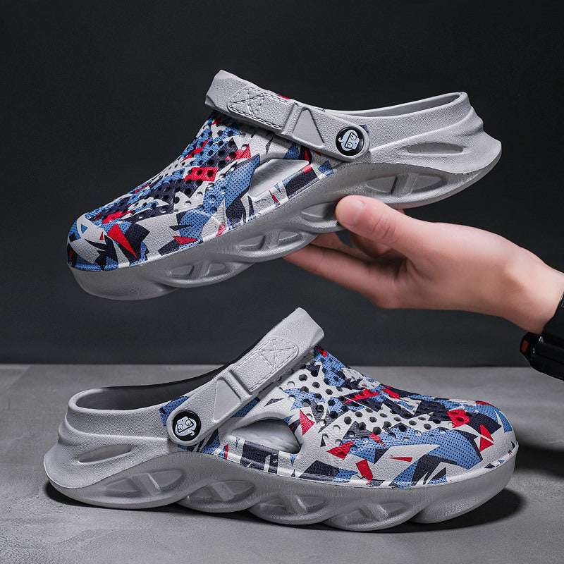Large Size Beach Shoes Men&#039;s Cave Shoes Single-line Sandals Household Half-line Outdoor Camouflage Blade Slippers
