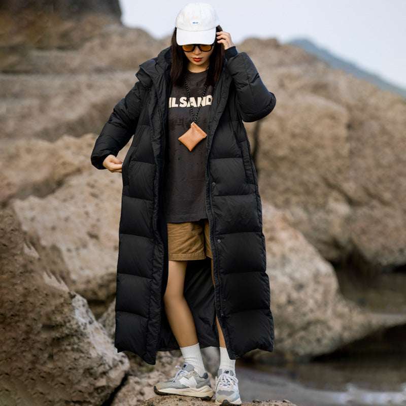 Thickened Extra Long Down Jacket Women's Over-the-knee Long Warm Jacket - globaltradeleader