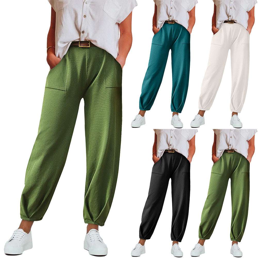 European And American Clothing Women's Trousers Home Wear Contrasting Color Trousers