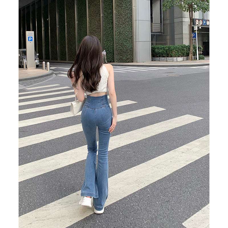 High-waisted Jeans Women's Summer Slim Fit Wide-leg Trousers Flared Pants Design Sense Niche Hot Girl Pants
