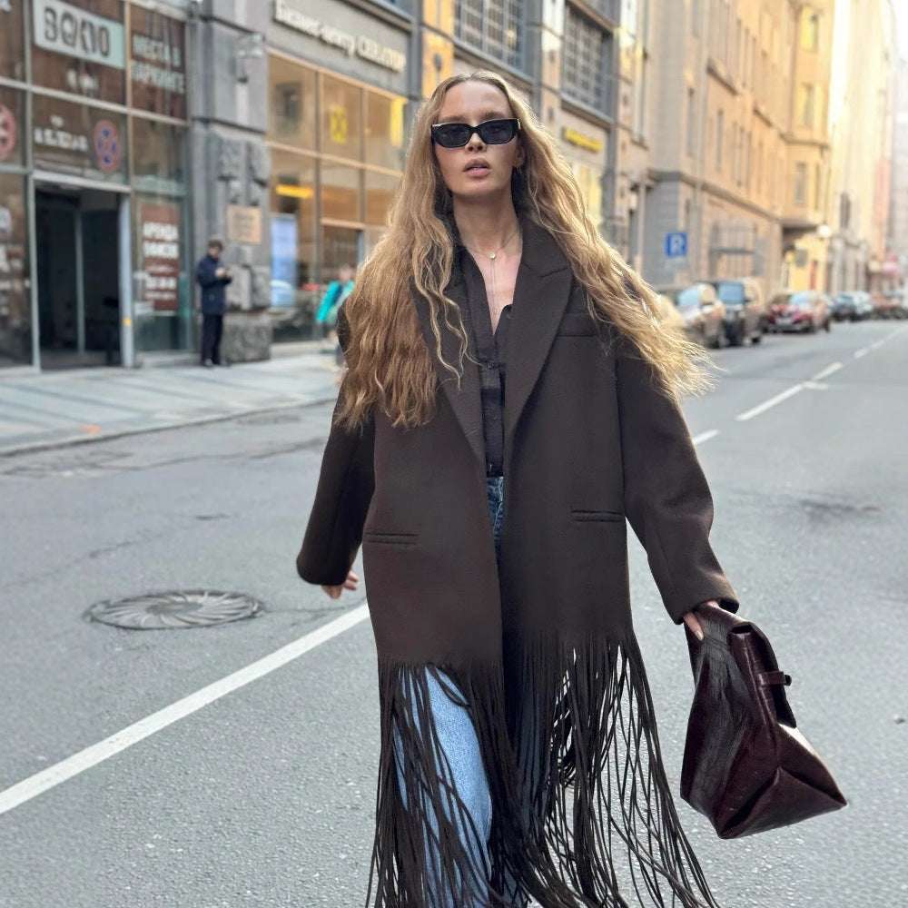 Women's Street Fashion Tassel Woolen Coat - globaltradeleader