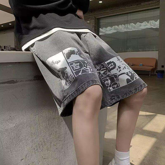 Men's Denim Shorts European Hip Hop Street Style 5-quarter Pants - globaltradeleader