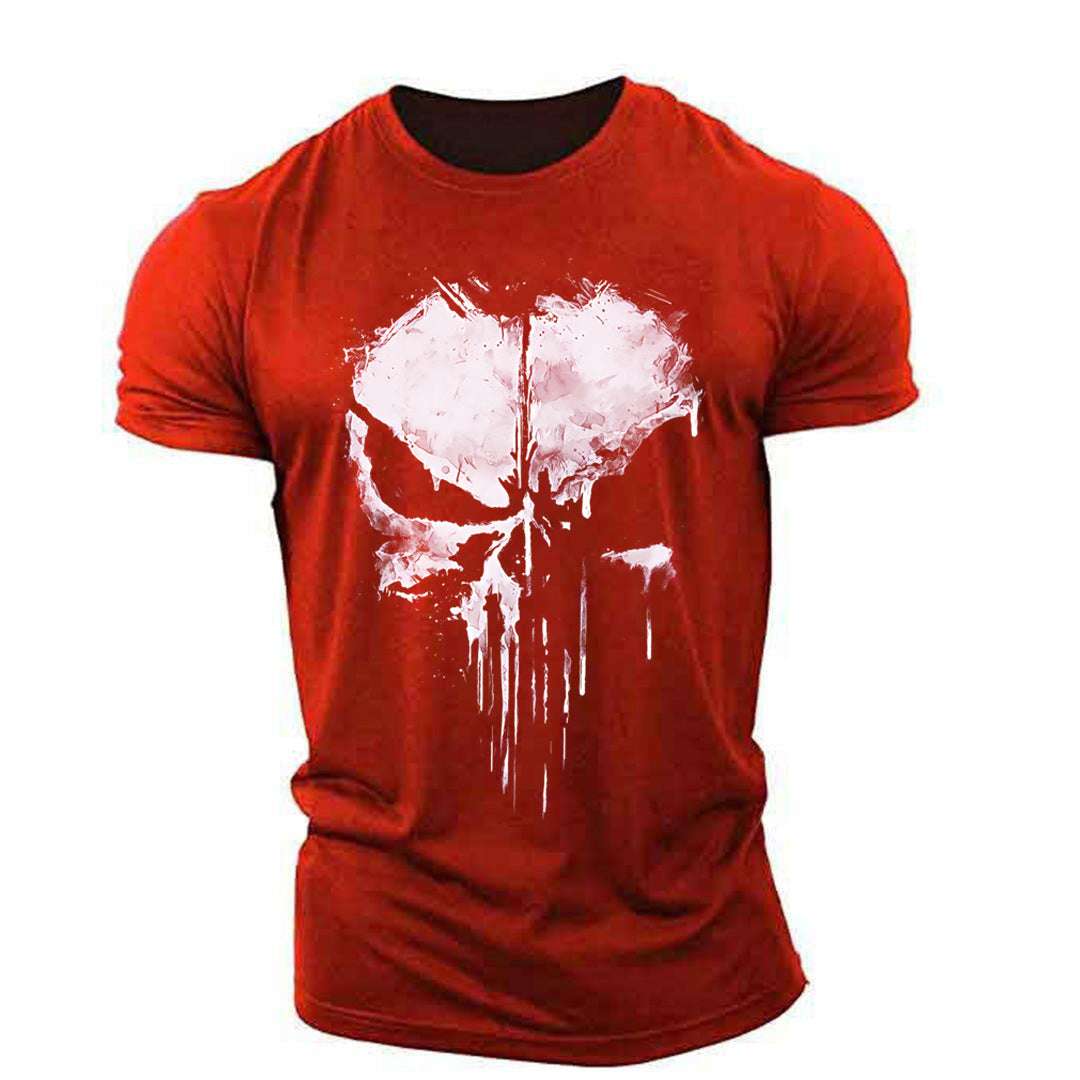 Men's Round Neck Short-sleeved T-shirt American Drama The Punisher Skull Skull Print Men's 3D Fashion Personality Trend