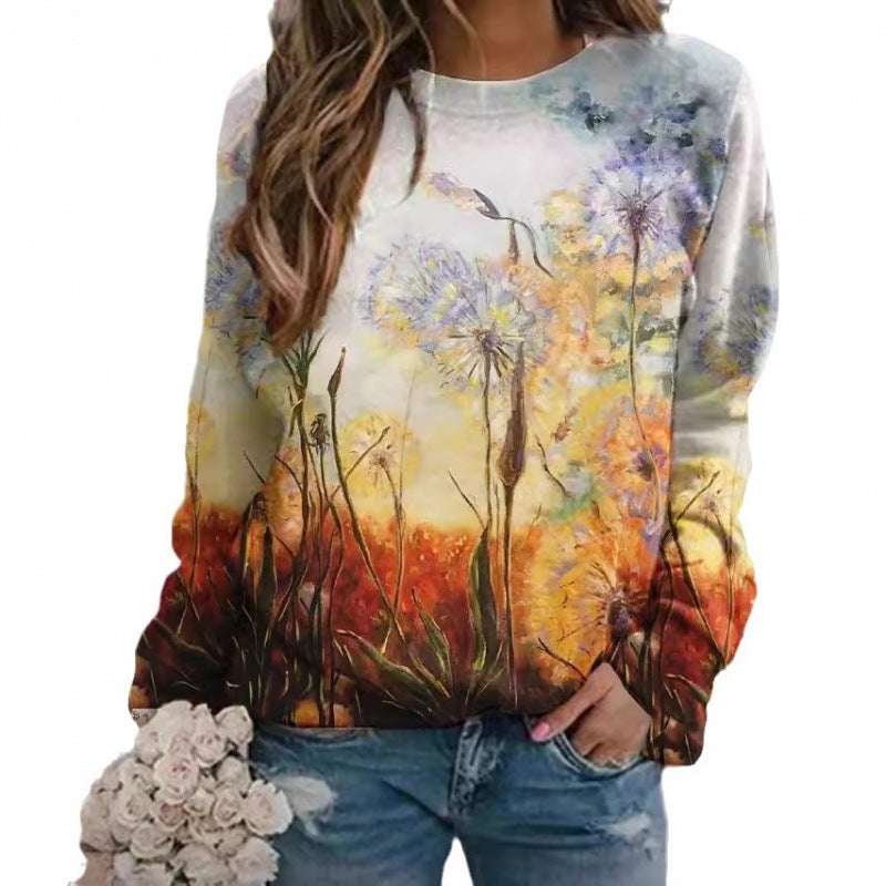 Fashion Floral Print Long-sleeved Women's Sweater - globaltradeleader