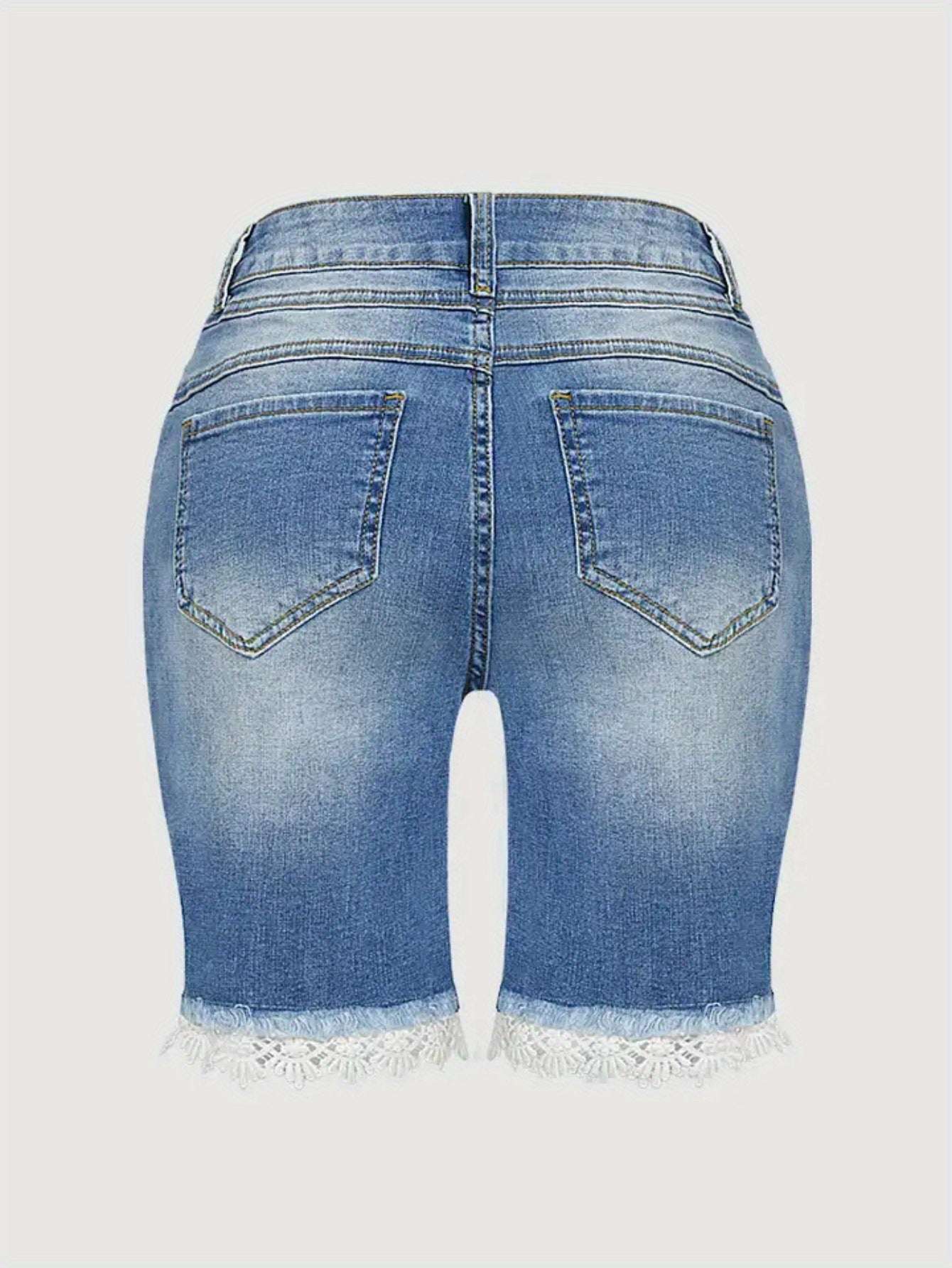 Chic Light Blue High-waisted Plus Size Denim Shorts With - globaltradeleader