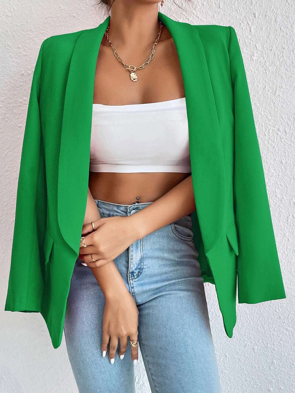 Middle East Hot Style Women's Clothing Autumn And Winter Solid Color Lapel Small Suit Temperament Commuter Jacket