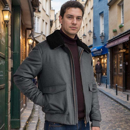 Simple Casual Fur Collar Warm Woolen Men's Fashion Zipper Jacket - globaltradeleader