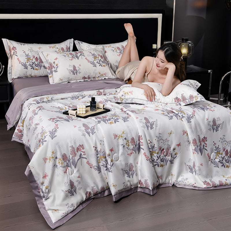 Printed Washed Tencel Summer Cooling Duvet Four-piece Set - globaltradeleader