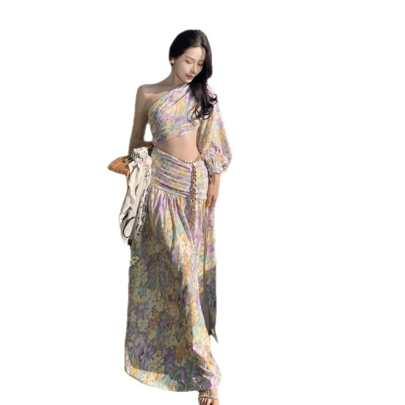 French Style Long Sweet Girl Beach Dress Women's Floral Dress Sanya Thailand Seaside Holiday Style Dress Summer