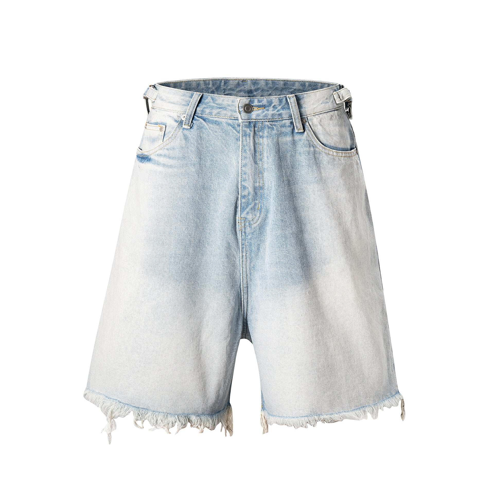 Washed Worn Hole With Cat Whisker Denim Shorts - globaltradeleader