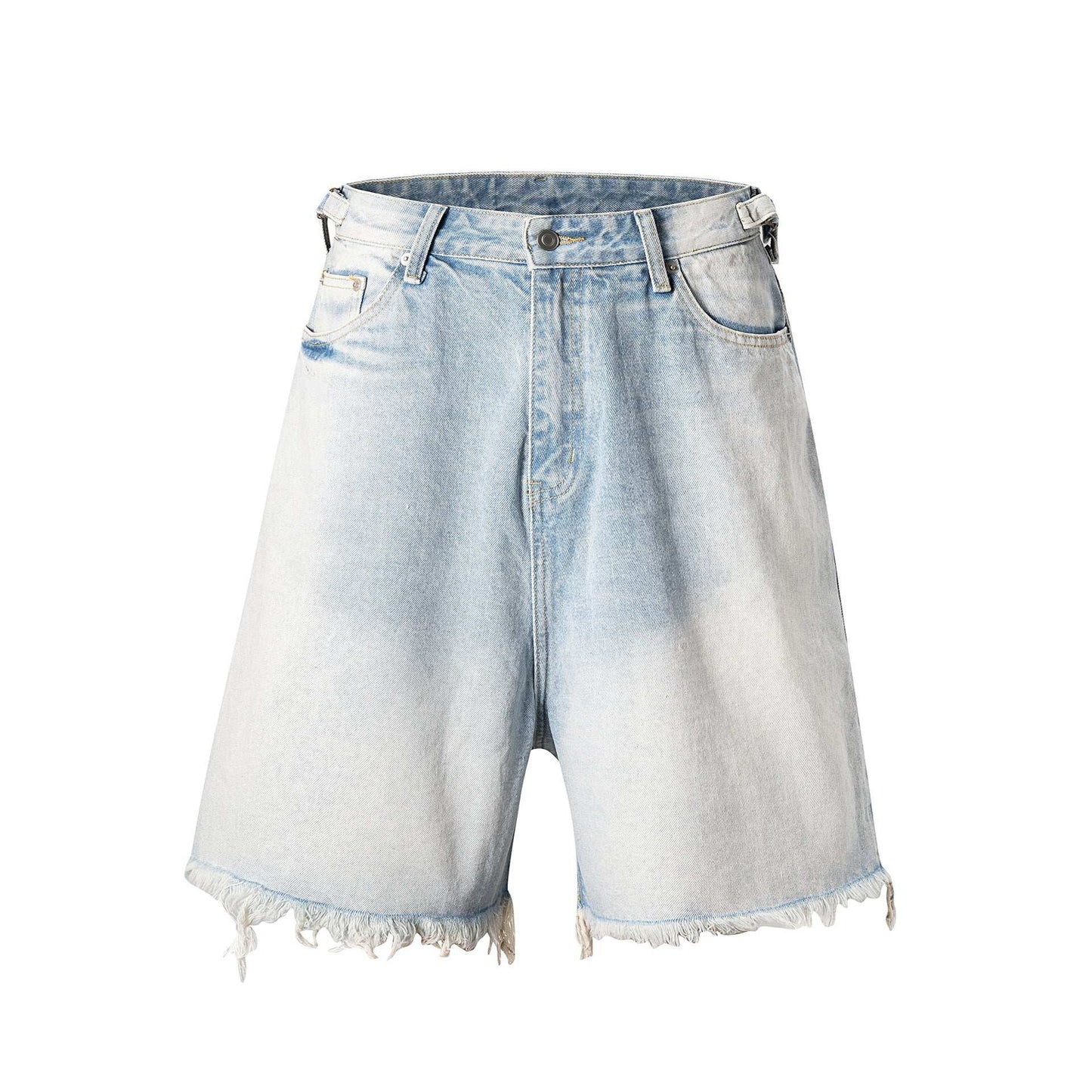 Washed Worn Hole With Cat Whisker Denim Shorts - globaltradeleader