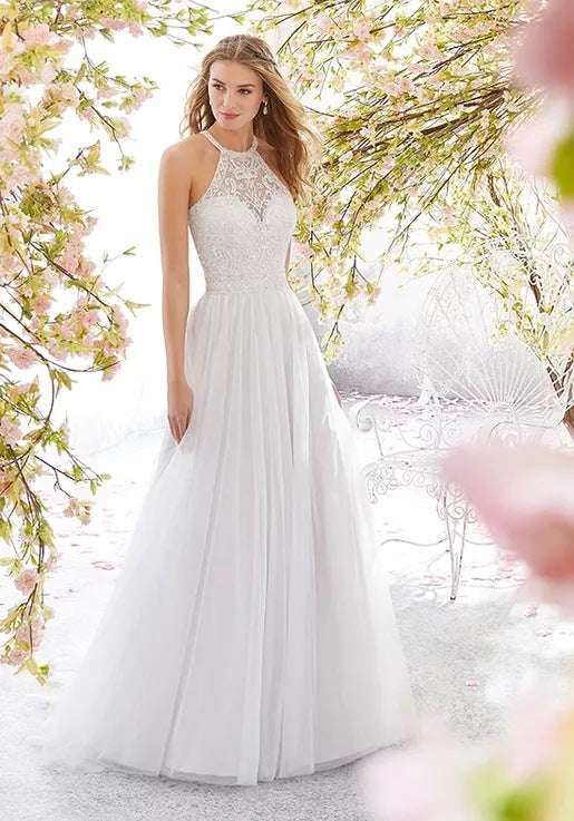 New Dress Sleeveless Halter Neck Wedding Dress Slim Dress