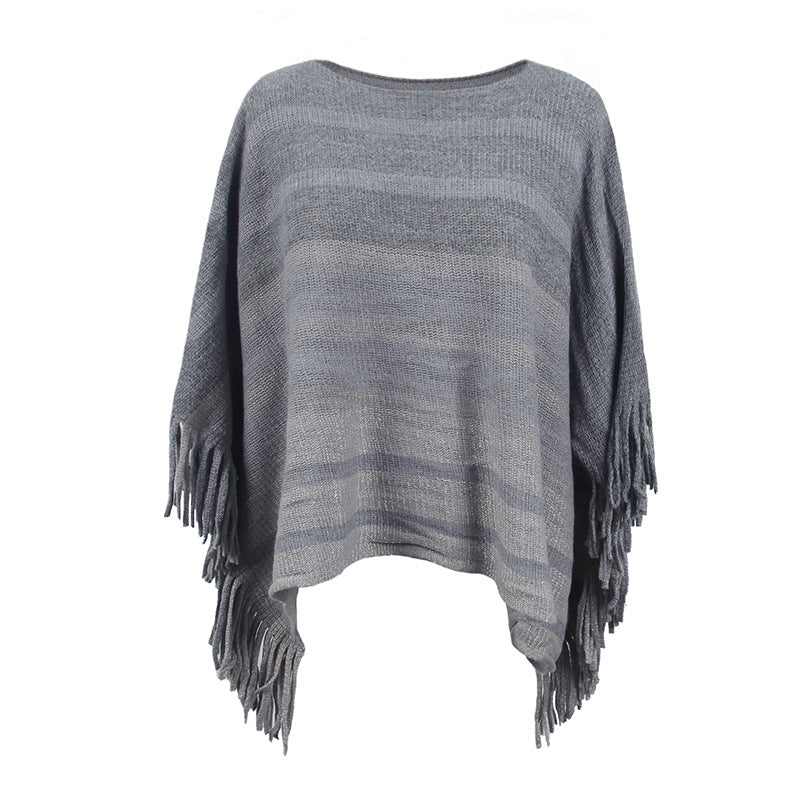 Europe And America Cross Border Off-neck Tassel Shawl For Women