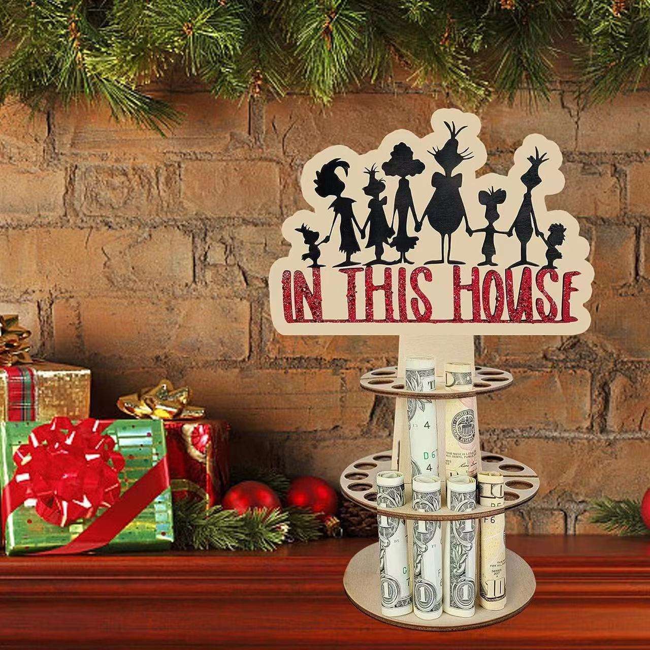 Christmas Decorations Santa Claus Elk Wallet Wooden Decoration