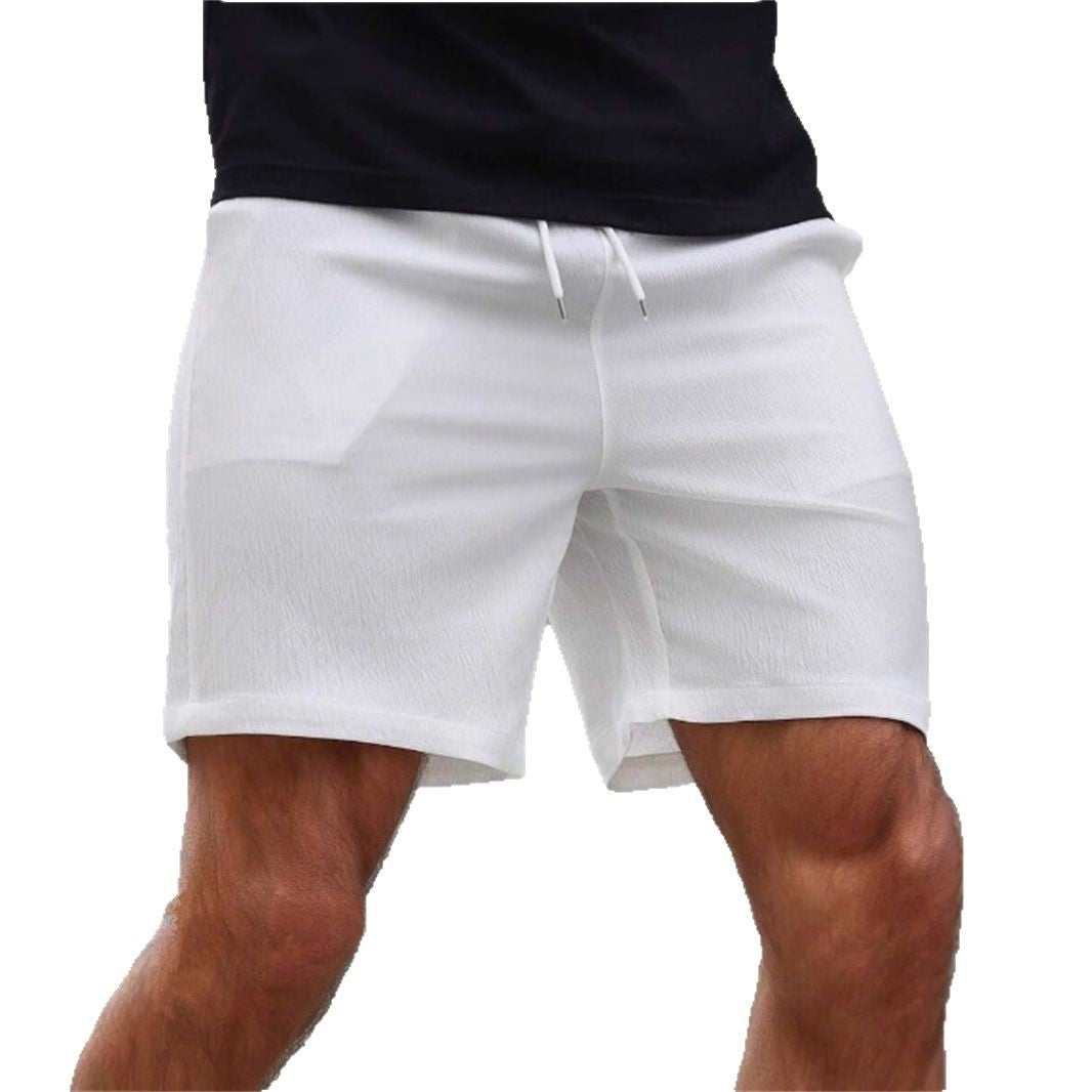 Drawstring Elastic Waist Breathable Solid Color Beach Shorts - globaltradeleader
