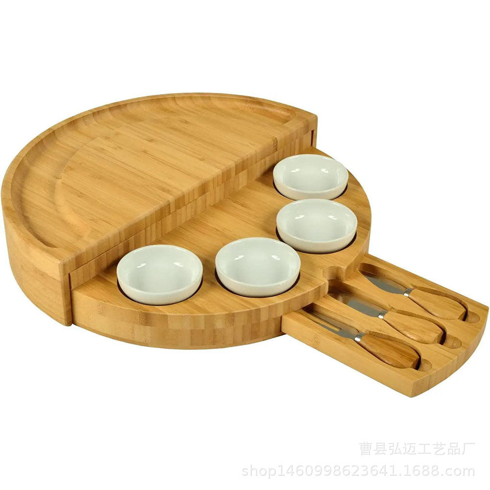 Cheese Board And Knife Set Plus Fruit Plate Organic Bamboo Cutting Board Cheese Board