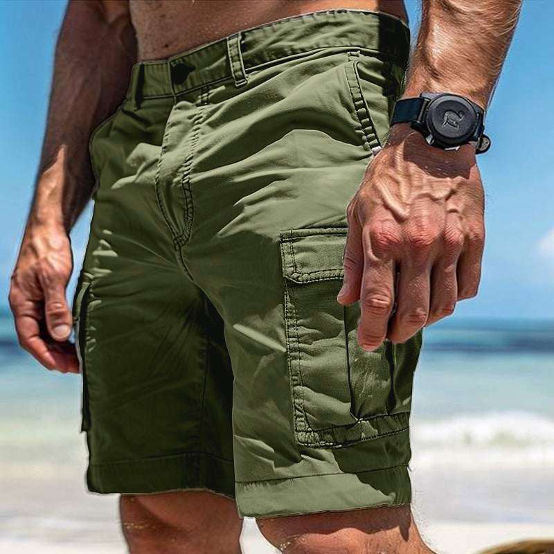 Men's Cargo Shorts Summer Multi-Pocket Button Zipper Pants With Pockers Fashion Beach Pants - globaltradeleader