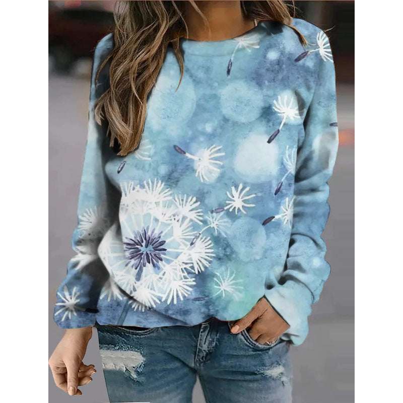 Fashion Floral Print Long-sleeved Women's Sweater - globaltradeleader