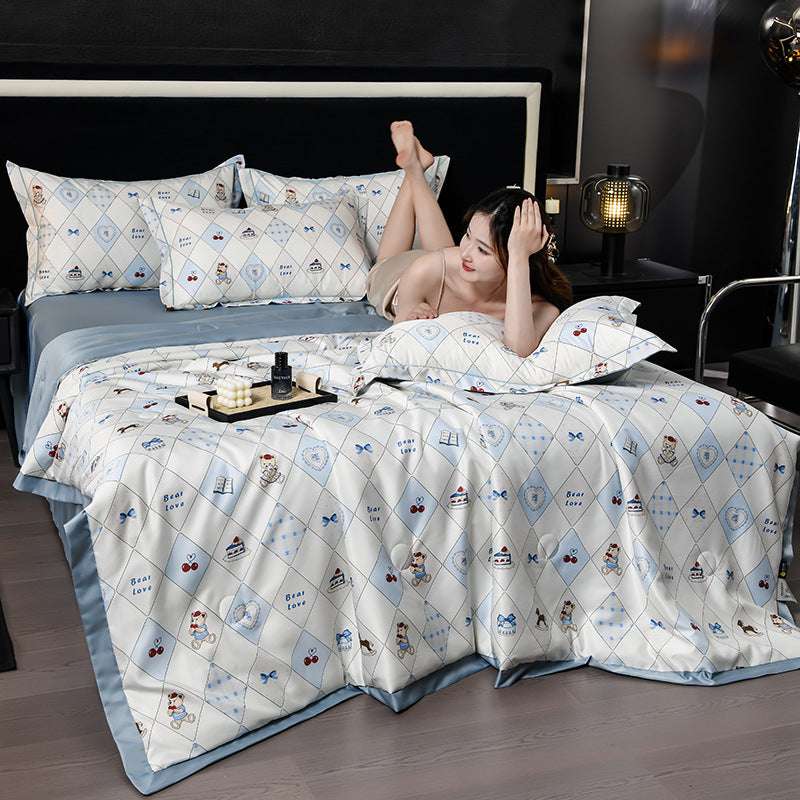 Printed Washed Tencel Summer Cooling Duvet Four-piece Set - globaltradeleader