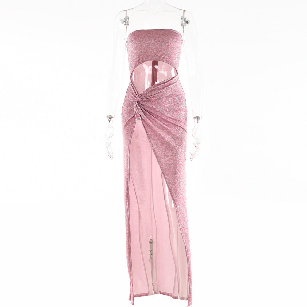 Strapless jumpsuit slit summer backless dress