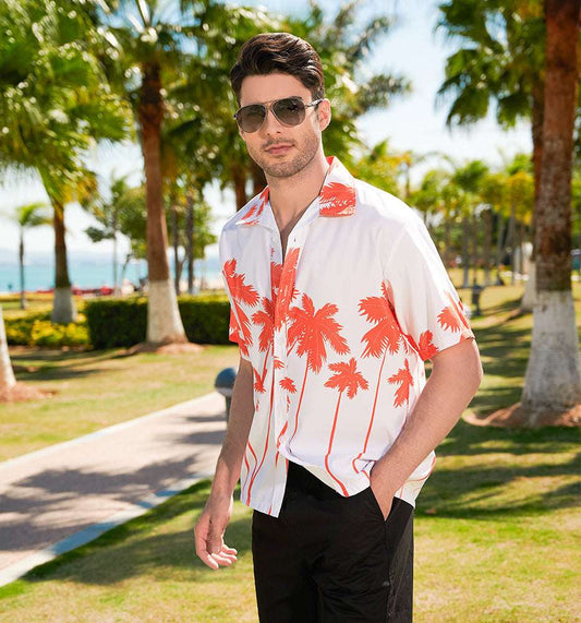 Hawaiian Style Seaside Floral Beach Summer Thin Section Trend Loose Casual Vacation Shirt Floral Shirt Men's Short-sleeved