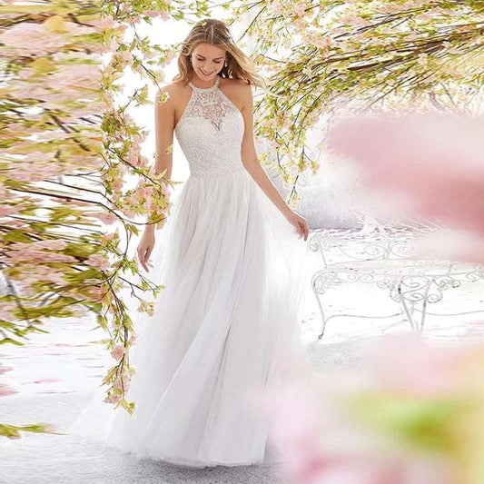 New Dress Sleeveless Halter Neck Wedding Dress Slim Dress